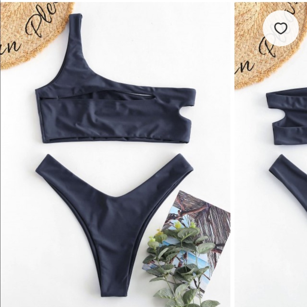 One Shoulder Navy Bikini